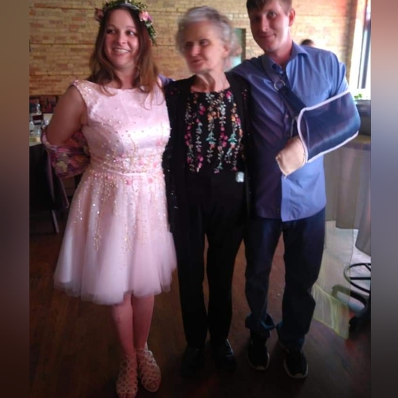 Ada's Bridal Pale Pink Babydoll Bridal Shower Dress with Beaded Details - Picture 8 of 8